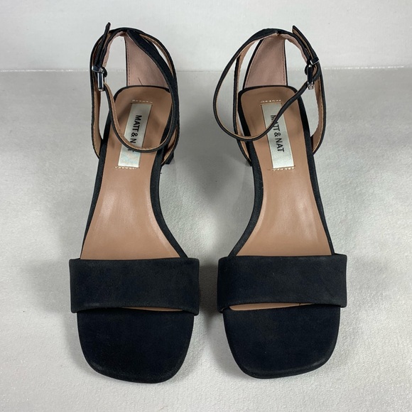 NWT Matt & Nat Women’s Elodie Square Toe Heeled Sandal in Black Size 5 - Picture 2 of 9